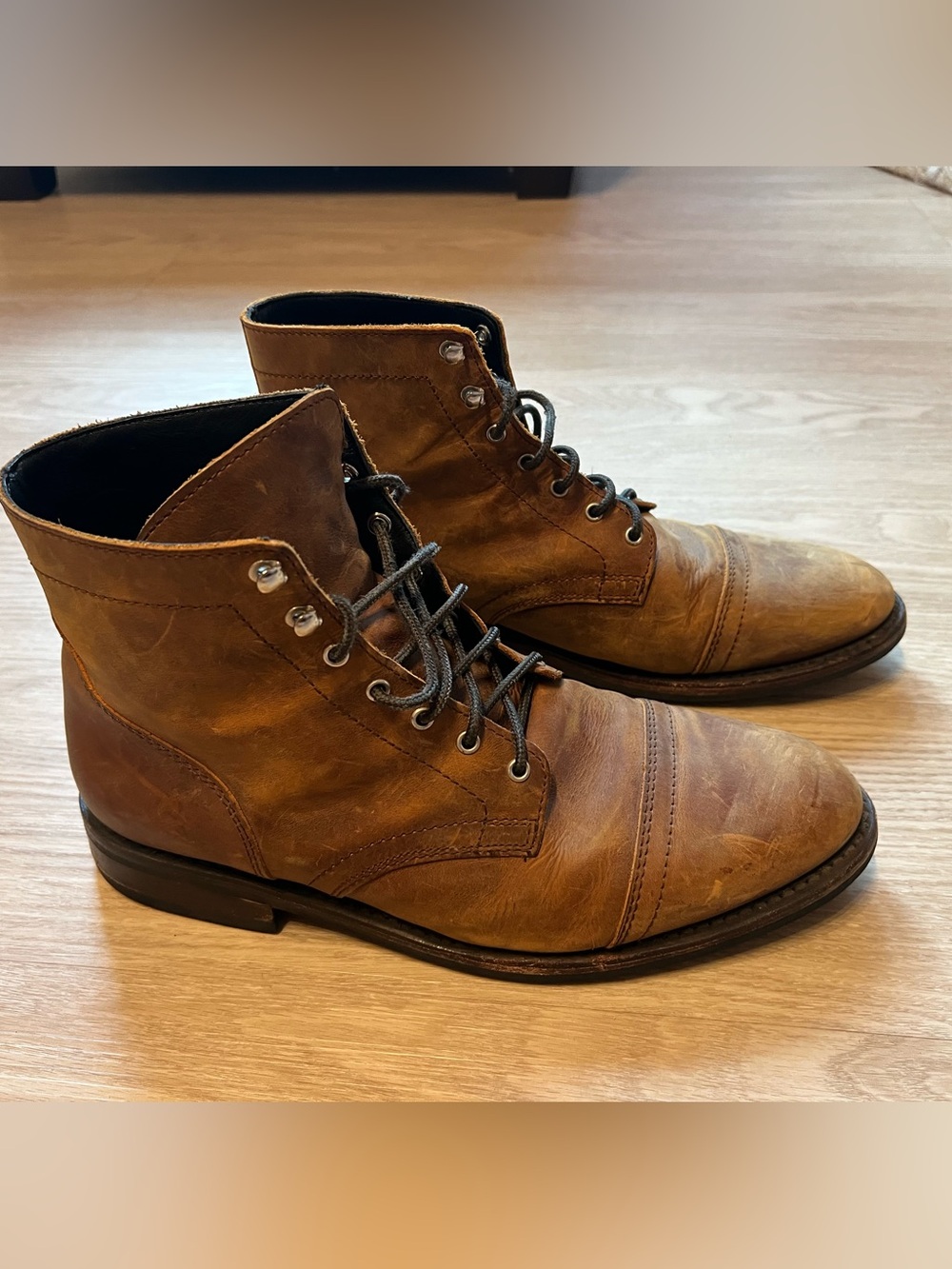 Thursday Boot Co. Mens 12 Captain Boots Safari Brown Waxed Suede Cap Toe Leather
